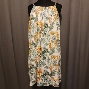 Siren lily Women's XL Tropical Palm Leaf Print Sleeveless Casual Dress